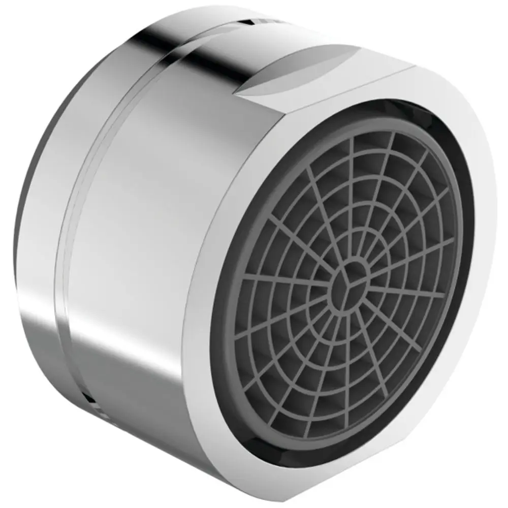 Luftsprudler aus Chrom mit runder Form und hinterem Gitter. Ideal Standard Produkt für Wasseranwendungen, klar strukturiert und funktional gestaltet.